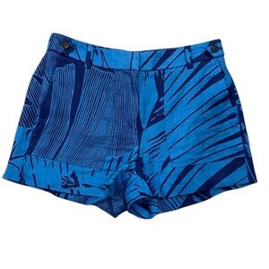 J.Crew blue linen tropical palm shorts size 4